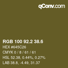 カラーコード: RGB 100 92.2 38.6 | qconv.com