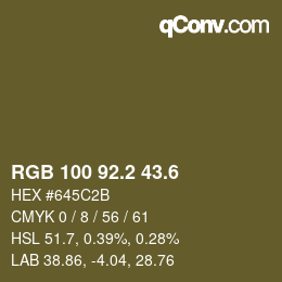 カラーコード: RGB 100 92.2 43.6 | qconv.com