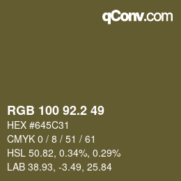 カラーコード: RGB 100 92.2 49 | qconv.com