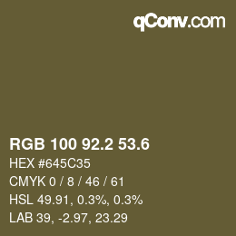 カラーコード: RGB 100 92.2 53.6 | qconv.com