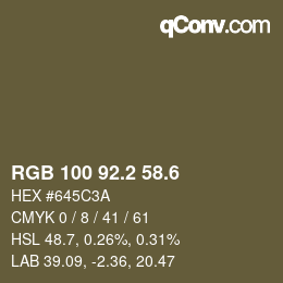 カラーコード: RGB 100 92.2 58.6 | qconv.com