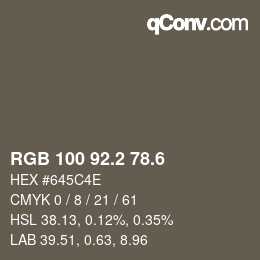 カラーコード: RGB 100 92.2 78.6 | qconv.com