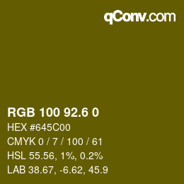 カラーコード: RGB 100 92.6 0 | qconv.com