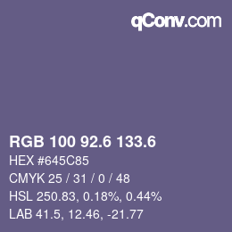 カラーコード: RGB 100 92.6 133.6 | qconv.com