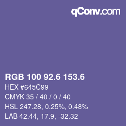 カラーコード: RGB 100 92.6 153.6 | qconv.com