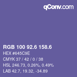カラーコード: RGB 100 92.6 158.6 | qconv.com