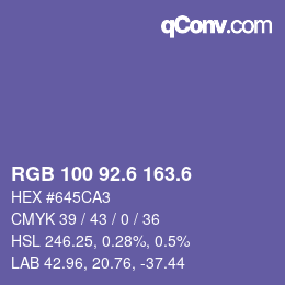 カラーコード: RGB 100 92.6 163.6 | qconv.com
