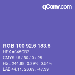 カラーコード: RGB 100 92.6 183.6 | qconv.com