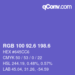 カラーコード: RGB 100 92.6 198.6 | qconv.com