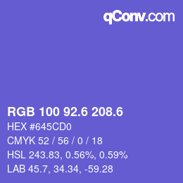 カラーコード: RGB 100 92.6 208.6 | qconv.com