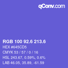 カラーコード: RGB 100 92.6 213.6 | qconv.com