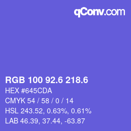 カラーコード: RGB 100 92.6 218.6 | qconv.com