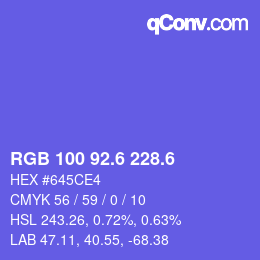 カラーコード: RGB 100 92.6 228.6 | qconv.com