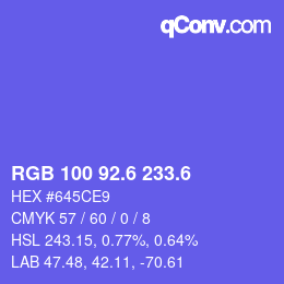 カラーコード: RGB 100 92.6 233.6 | qconv.com