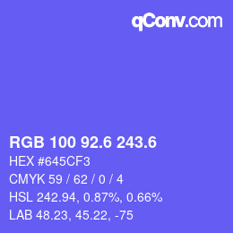 カラーコード: RGB 100 92.6 243.6 | qconv.com