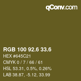カラーコード: RGB 100 92.6 33.6 | qconv.com