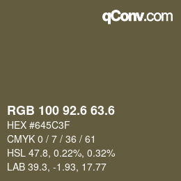 カラーコード: RGB 100 92.6 63.6 | qconv.com