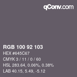 カラーコード: RGB 100 92 103 | qconv.com