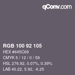 カラーコード: RGB 100 92 105 | qconv.com
