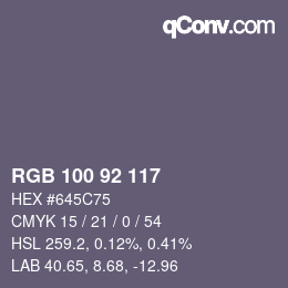 Color code: RGB 100 92 117 | qconv.com