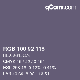 颜色代码: RGB 100 92 118 | qconv.com