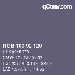 Color code: RGB 100 92 120 | qconv.com