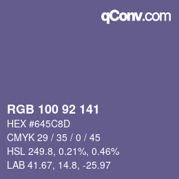 Color code: RGB 100 92 141 | qconv.com