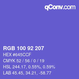カラーコード: RGB 100 92 207 | qconv.com