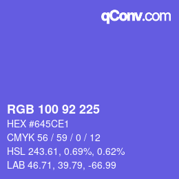 Color code: RGB 100 92 225 | qconv.com