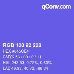 カラーコード: RGB 100 92 228 | qconv.com