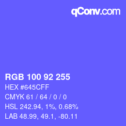 颜色代码: RGB 100 92 255 | qconv.com