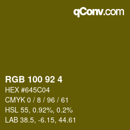 カラーコード: RGB 100 92 4 | qconv.com