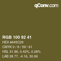 カラーコード: RGB 100 92 41 | qconv.com