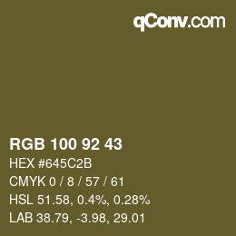 カラーコード: RGB 100 92 43 | qconv.com