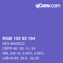 カラーコード: RGB 100 93 194 | qconv.com