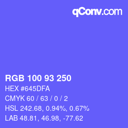 Color code: RGB 100 93 250 | qconv.com