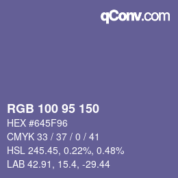 カラーコード: RGB 100 95 150 | qconv.com