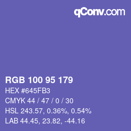 カラーコード: RGB 100 95 179 | qconv.com