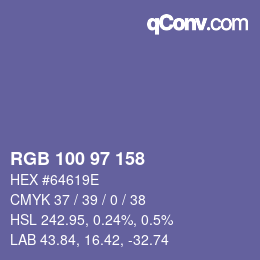 カラーコード: RGB 100 97 158 | qconv.com