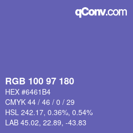 颜色代码: RGB 100 97 180 | qconv.com