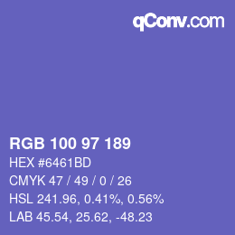 Color code: RGB 100 97 189 | qconv.com