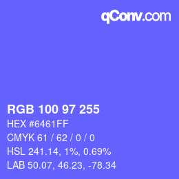 Color code: RGB 100 97 255 | qconv.com