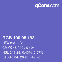 Color code: RGB 100 98 193 | qconv.com