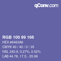Color code: RGB 100 99 166 | qconv.com