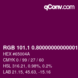 カラーコード: RGB 101.1 0.80000000000001 74 | qconv.com