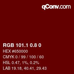 Color code: RGB 101.1 0.8 0 | qconv.com