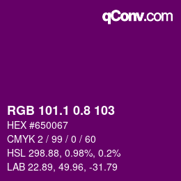 カラーコード: RGB 101.1 0.8 103 | qconv.com