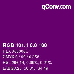 カラーコード: RGB 101.1 0.8 108 | qconv.com