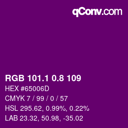 カラーコード: RGB 101.1 0.8 109 | qconv.com