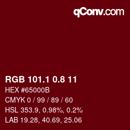 カラーコード: RGB 101.1 0.8 11 | qconv.com